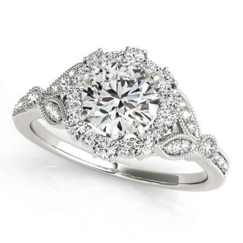 Victoria: Halo Diamond Engagement Ring .1.50ct Round Brilliant Diamond