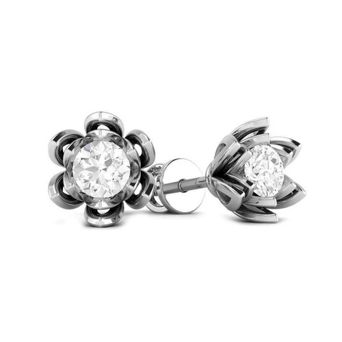 Isabella: Floral Diamond Stud Earrings .1.50ct Total Round Diamonds Isabella: Floral Diamond Stud Earrings .1.50ct Total Round Diamonds