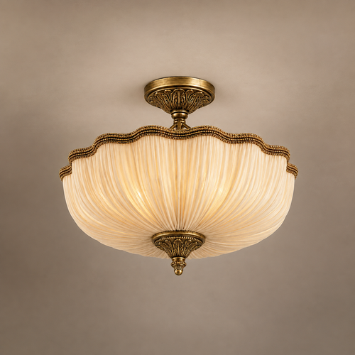 Élodie 60cm French Neoclassical Pleated Fabric Ceiling Light – Antique Brass Semi Flush
Élodie French Neoclassical semi-flush ceiling light, featuring a softly illuminated pleated ivory fabric shade, elegant scalloped trim and ornate antique-brass detailing. A refined 60cm statement ceiling light for luxury bedrooms, Parisian-style interiors, period homes, boutique hotels and French château-inspired spaces.