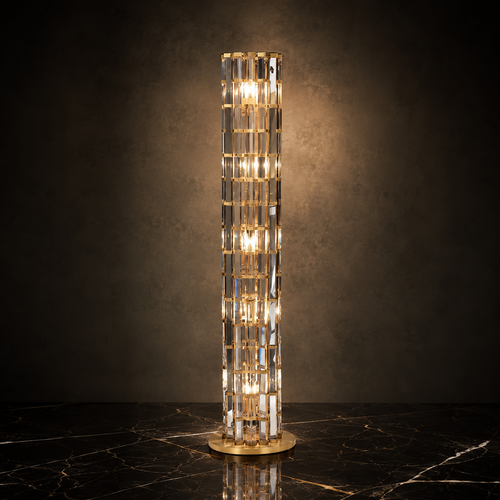 Vesper: Aged Brass Crystal Floor Lamp – Glam Rock Statement Light for Luxury Interiors
