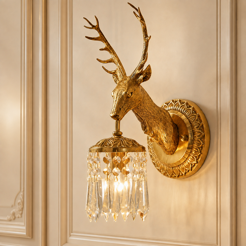 Golden Stag Crystal Wall Sconce