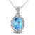 Vienna: Blue Topaz & Diamond Halo Pendant .10.90ct Oval