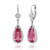 Isabella: Pink Tourmaline & Diamond Dangle Earrings .16ct Pear
