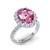 Madrid: Exquisite Pink Sapphire & Diamond Halo Ring .Oval Cut Intense Pink Sapphire