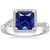 Diana: Regal Halo Ring With Ceylon Sapphire & Diamonds .6ct Princess Cut Sapphire