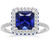Artemis: Regal Sapphire And Diamond Halo Ring .5.5ct Princess