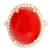 Vienna: Statement Wedding Ring .17ct Oval Red Coral