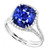 Isabella: Exquisite Sapphire & Diamond Halo Wedding Set .6ct Cushion