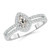 Vienna: Halo Pear Cut Diamond Ring .3ct Old Mine Cut Diamond