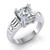 luxury three-stone diamond ring, 4.50 carat diamond engagement ring, princess cut center diamond, baguette cut side diamonds, F color VS1 diamond ring, high jewelry engagement ring, bespoke diamond ring, investment-grade diamond jewelry, certified natural diamond ring, white gold 14K fine jewelry, VVS1 clarity diamond accents, exclusive engagement ring, collector's diamond ring, superior craftsmanship jewelry, prestigious bridal jewelry, heirloom-quality diamond ring, elegant three-stone ring, platinum upgrade available, sophisticated diamond engagement ring, timeless luxury jewelry