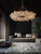 Celesti Round Bubble Glass Chandelier – Textured Glass & Gold Frame
