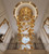 ambient luxury lighting, warm glowing chandelier light, elegant mood lighting interior, soft illuminated glass chandelier, luxury ambiance ceiling light, sophisticated interior lighting design