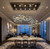 Aphrodite: Gold & Blue Floating Glass Chandelier | Luxury Modern Statement Ceiling Light | Rectangular & Round Designer Chandelier