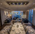Aphrodite: Gold & Blue Floating Glass Chandelier | Luxury Modern Statement Ceiling Light | Rectangular & Round Designer Chandelier