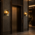 Serafina Luxury Art Glass Wall Lights in Five-Star Hotel Elevator Lobby
Pair of Serafina luxury art glass wall sconces illuminating a sophisticated hotel elevator lobby, featuring layered clear, smoked and amber textured glass, warm brass detailing and elegant dark architectural finishes.