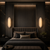 Lucienne Large Alabaster Wall Lights in Luxury Hotel Bedroom
Pair of Lucienne 75cm Spanish alabaster wall lights installed beside a luxury upholstered bed, creating warm architectural illumination in a dark five-star hotel-style bedroom with marble and bronze detailing.