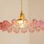 Agatha pendant light, Bridgerton inspired pendant, Regency era lighting, pink ruffled glass lamp, antique brass ceiling fixture, vintage interior lighting, floral glass shade pendant, Rococo style hanging lamp, romantic bedroom lighting, luxury vintage home decor, French provincial lighting, 82cm wide pendant light, large statement ceiling lamp, historical revival decor, English country estate lighting, grand ballroom style lamp, artisan crafted glass light, cottagecore luxury decor