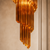 close up up glass murano amber cascading chandelier
