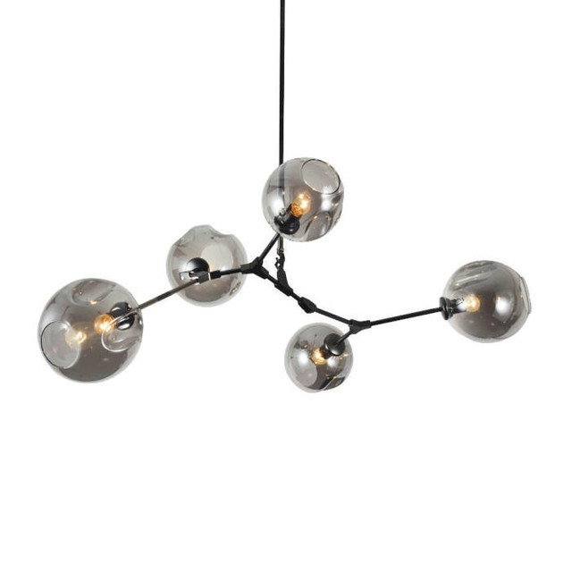 London Studio Collection -haarautuva metallivartinen lasinen kuplavalaisin, 5 palloa