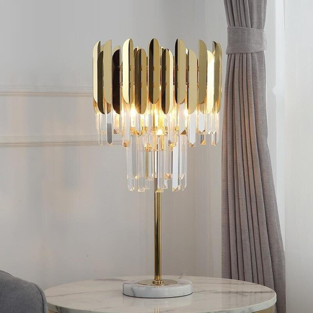 Lana Luxury Modern Gold and Crystal Table Lamp For Bedroom And Living ...