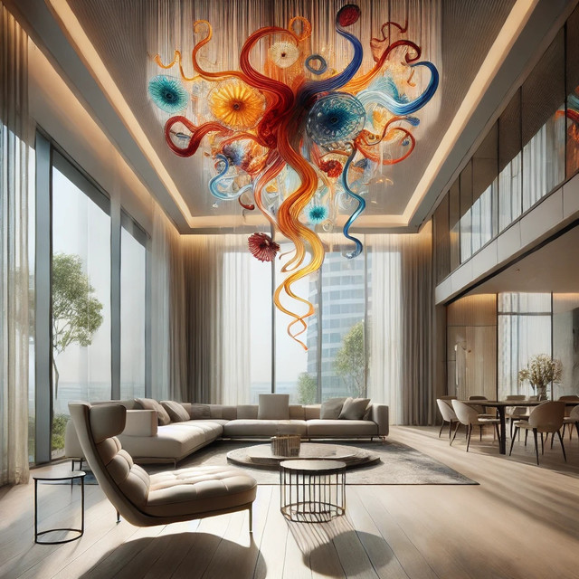 Incorporating a Chihuly Inspired Chandelier into Modern Interiors