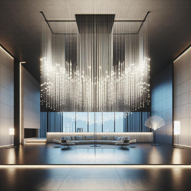 RH Rain Linear Chandelier: Creating a Contemporary Focal Point in Open Spaces