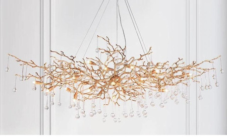 Madelena Crystal Droplet Gold Tree Branch Chandelier - A Chandelier ...