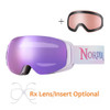 (1) Nordik Freya Magnetic Youth Ski Goggles + Bonus Lens - Matte Purple Frame / HC Crystal Pink - side view