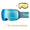 (1) Nordik Hod Magnetic Ski Goggles + Bonus Lens - Matte Black Frame / HC Ice Blue - side view