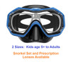 Kids, Teens and Adults Prescription Dive Snorkel Mask Blue - Goggles N More