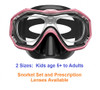 Kids, Teens and Adults Prescription Dive Snorkel Mask Pink - Goggles N More