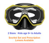 Kids, Teens and Adults Prescription Dive Snorkel Mask Yellow - Goggles N More