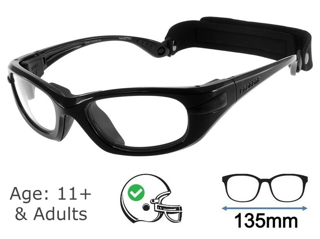 Progear Large Teens Adults Sports Glasses Black +Rx Lenses - Sports Goggles  - Goggles n More