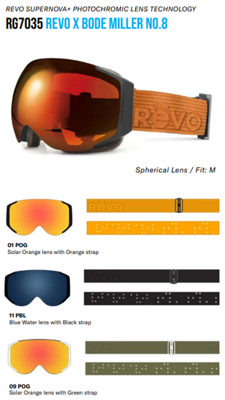 No. 8 Revo x Bode Miller Black/Photochromic Solar Orange Lens Ski