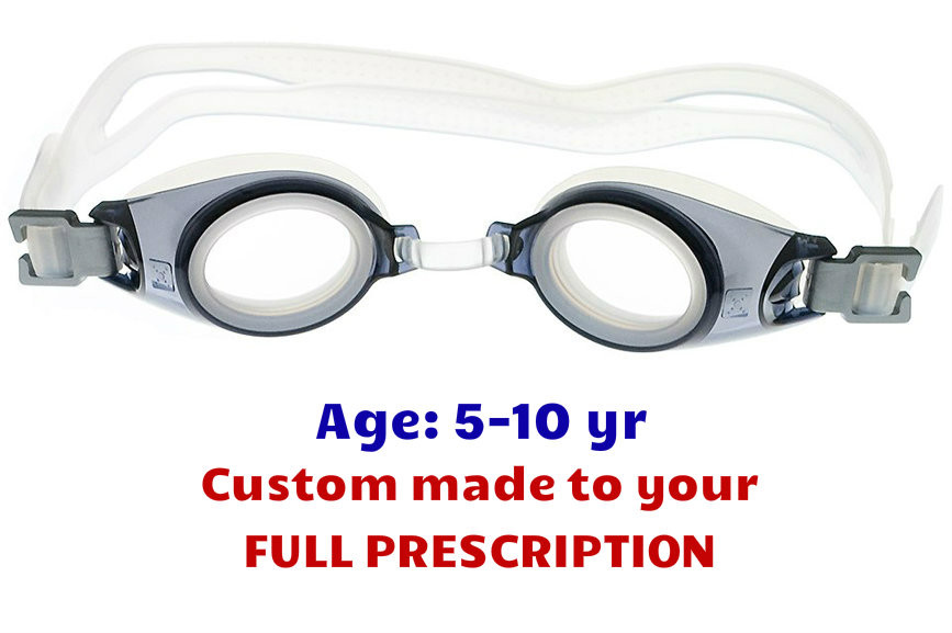 Kids Prescription Swim Goggles PE8 Grey Custom Made Lenses Goggles n More