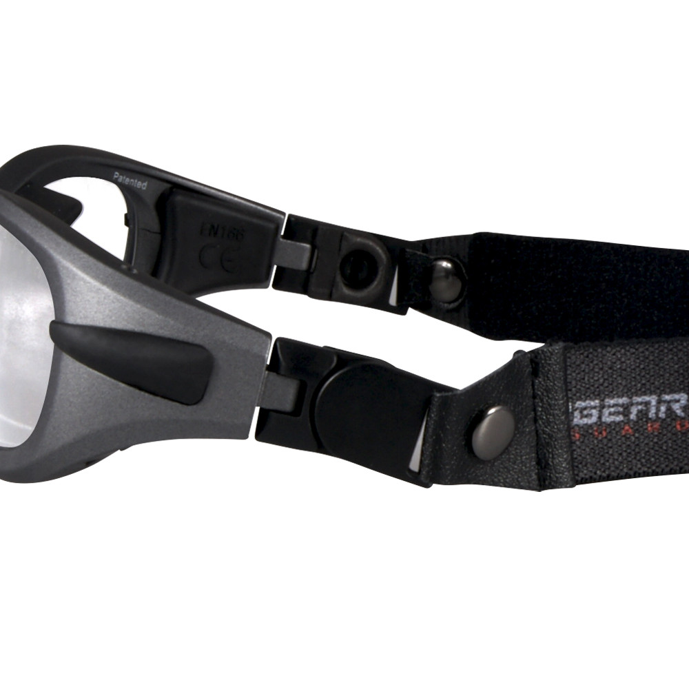 Progear Adults XL Sports Goggles Matte Grey Transparent +Rx Lenses
