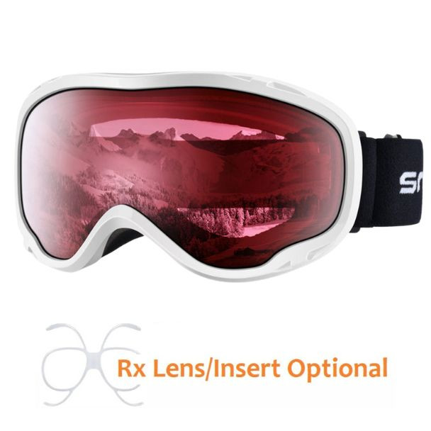 Snowledge Ski Goggle Glacier White Frame Rose Red Lens