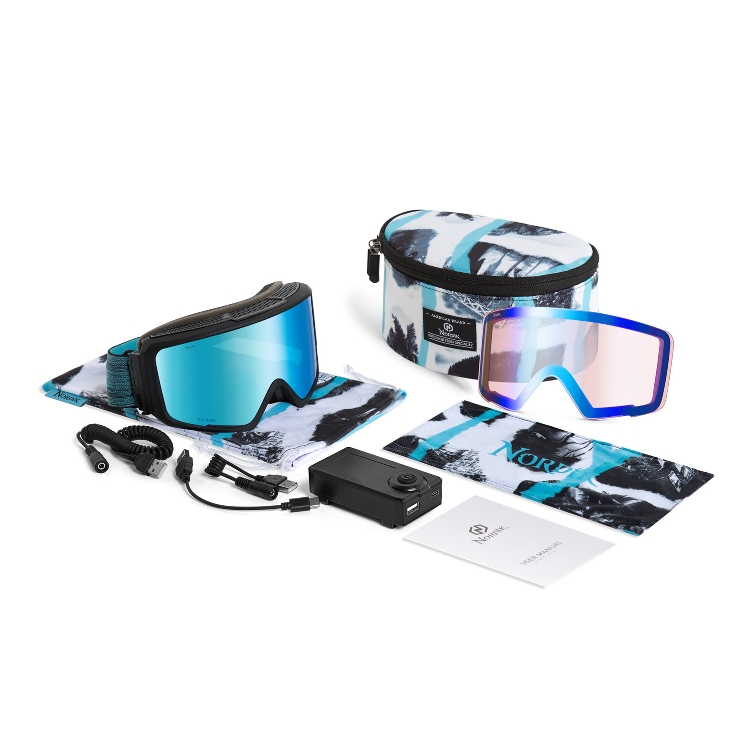 Nordik Viking Heated Ski Goggles - Matte Black Frame /Mirrored Ice