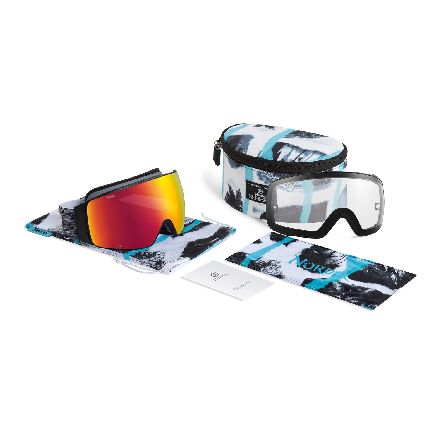 Nordik Torsten Magnetic Ski Goggles - Matte Black Frame /Black and