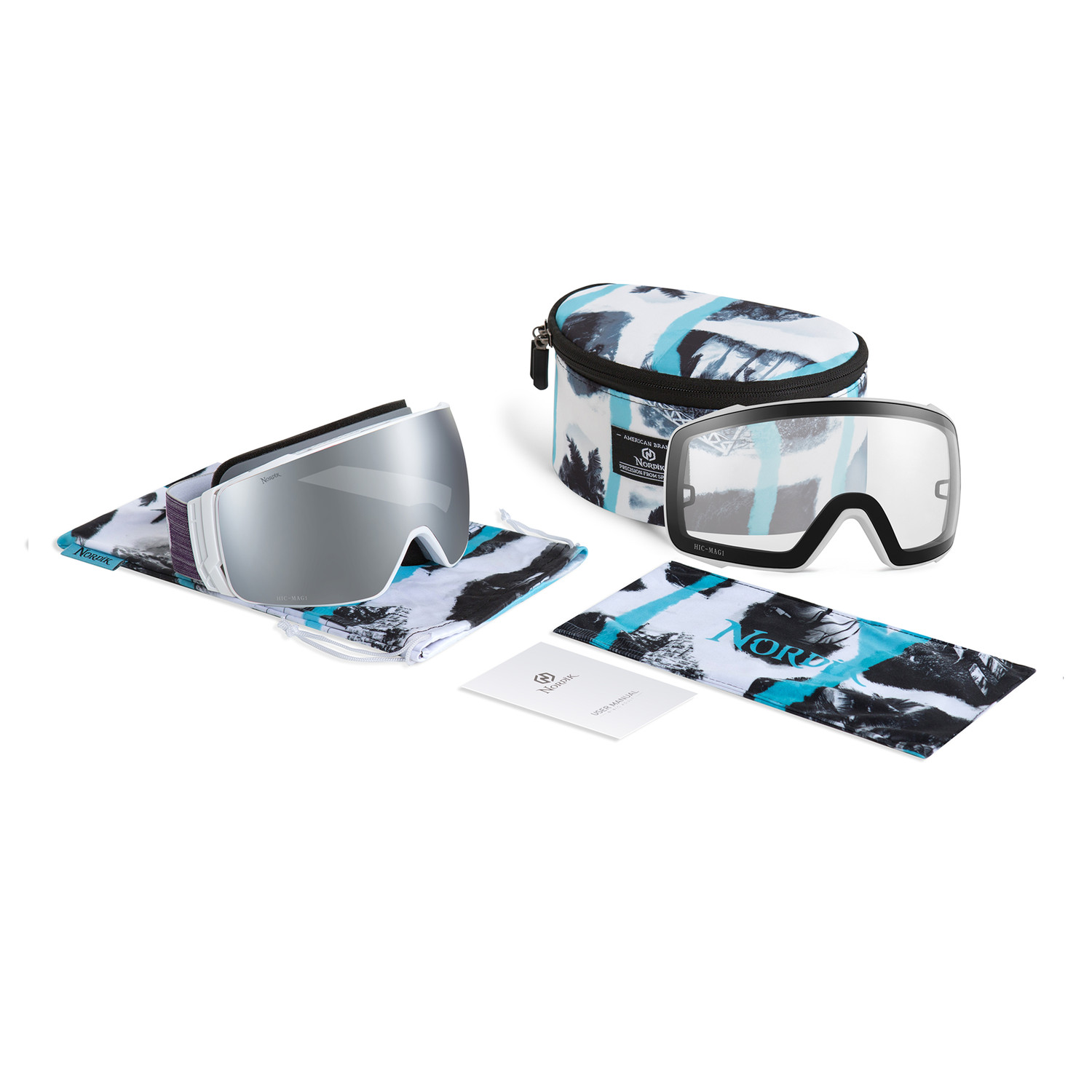 Nordik Torsten Magnetic Ski Goggles - Matte White Frame / Silver