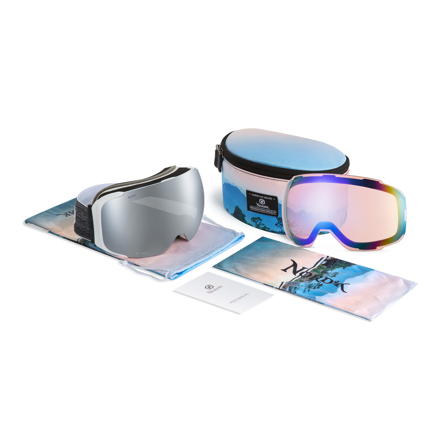 Nordik Hod Magnetic Ski Goggles - Matte White Frame / Silver