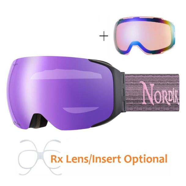 Nordik Hod Magnetic Ski Goggles - Matte Black Frame /Purple