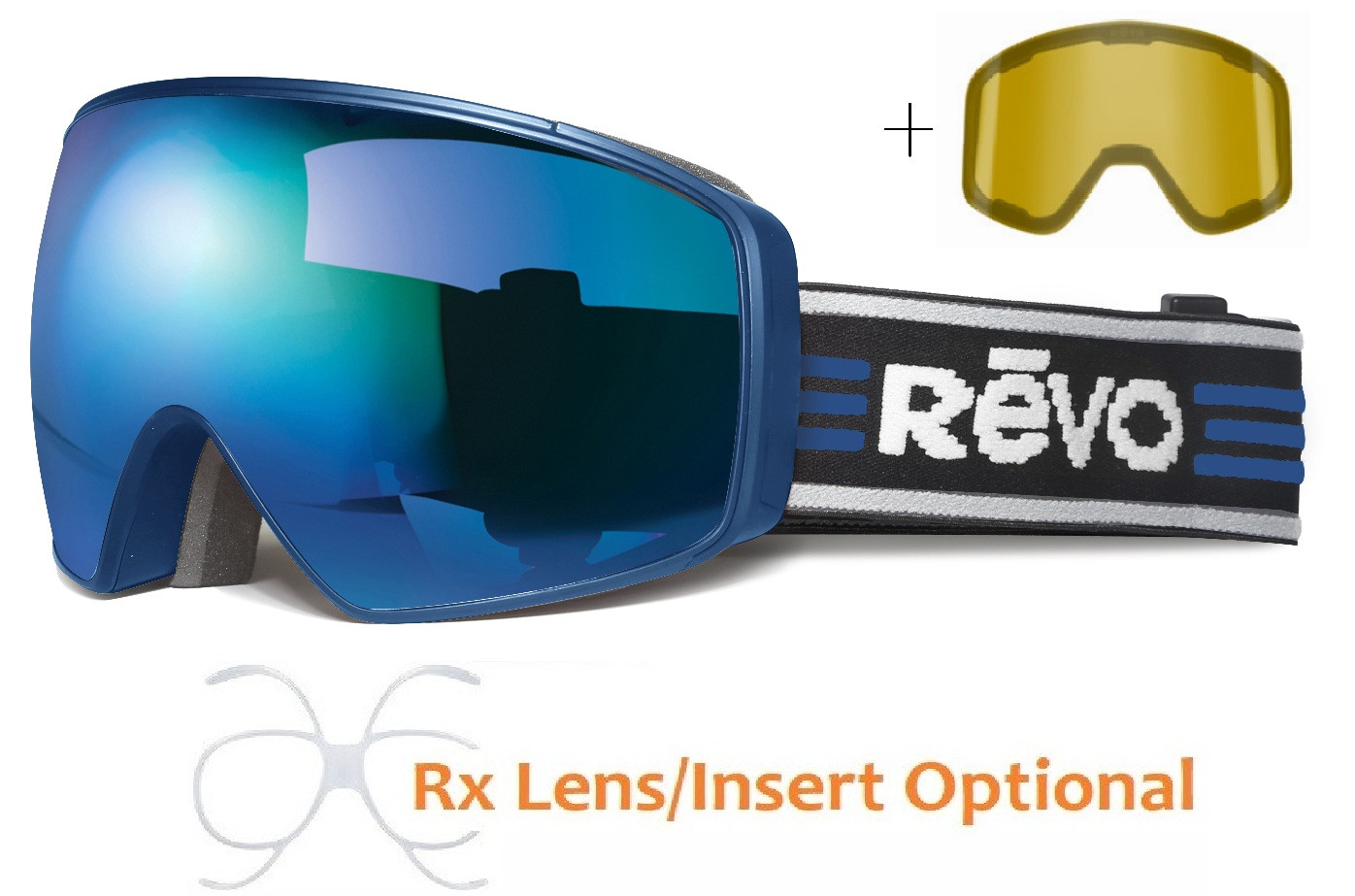 Revo Snowbird No 13 Matte Blue 05 PBL Ski Goggles with Water Blue