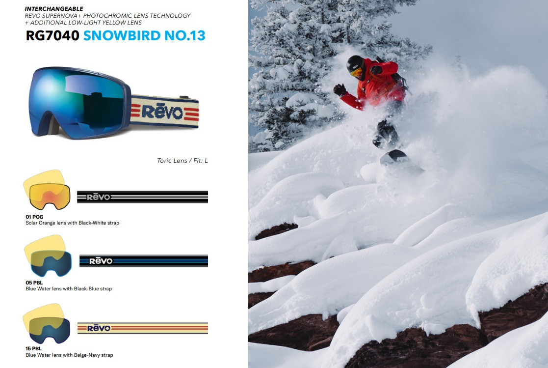 Revo Snowbird No 13 Matte Blue 05 PBL Ski Goggles with Water Blue