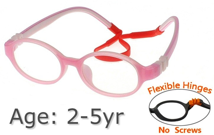 [2-5 yrs] Kids Glasses Flexible G21818 C39 Pink 41 Size Removable Strap  Ear Hooks