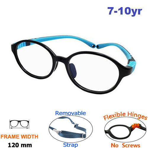 Kids Glasses Flexible 9022C2 Black Blue 47 Size Adjustable Strap