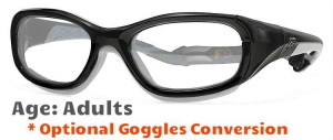 Slam Goggle XL Eyeglasses, Shiny Gunmetal/Black