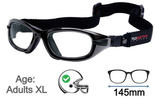 Progear Adults XL Sports Goggles Shiny Metallic Black +Rx Lenses