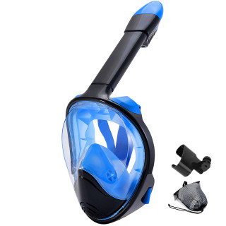 Snorkel Mask with Camera Mount - Black Blue (Prescription Available)