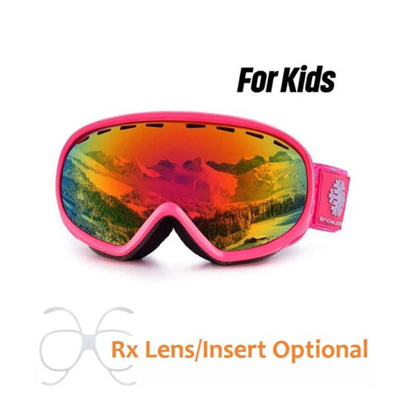 (2) Snowledge Ski Goggle Nova - Rose Red Frame / Revo Red Lens